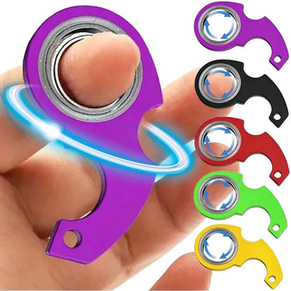 Keychain-sized fidget spinner with smooth tactile grip and rotation function for portable sensory relief