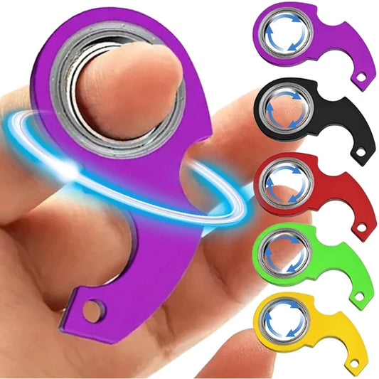 Keychain-sized fidget spinner with smooth tactile grip and rotation function for portable sensory relief