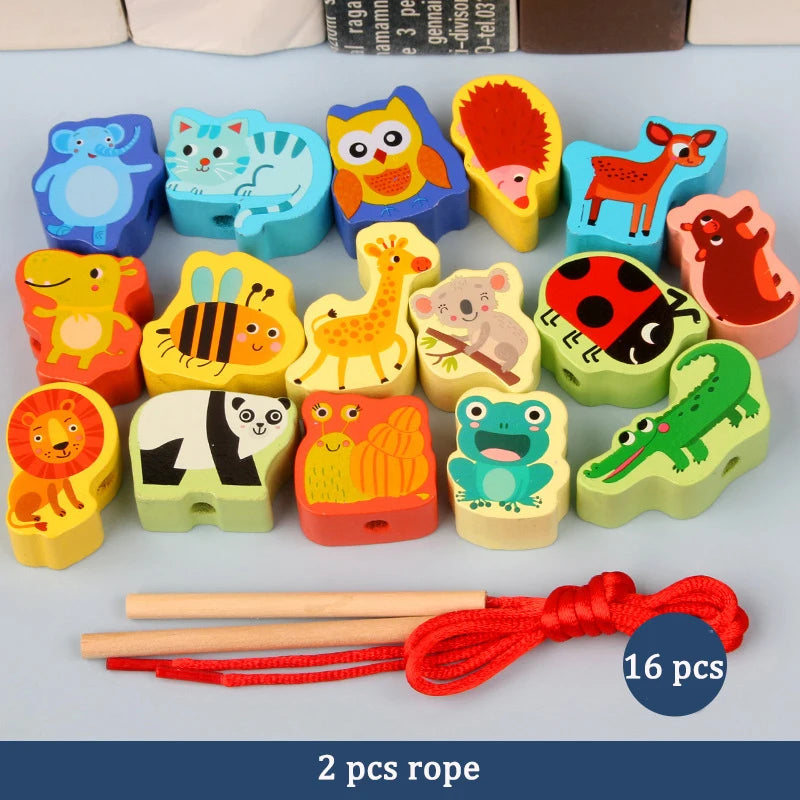Variety of Lacing Beads Educational Montessori Stringing  Toys