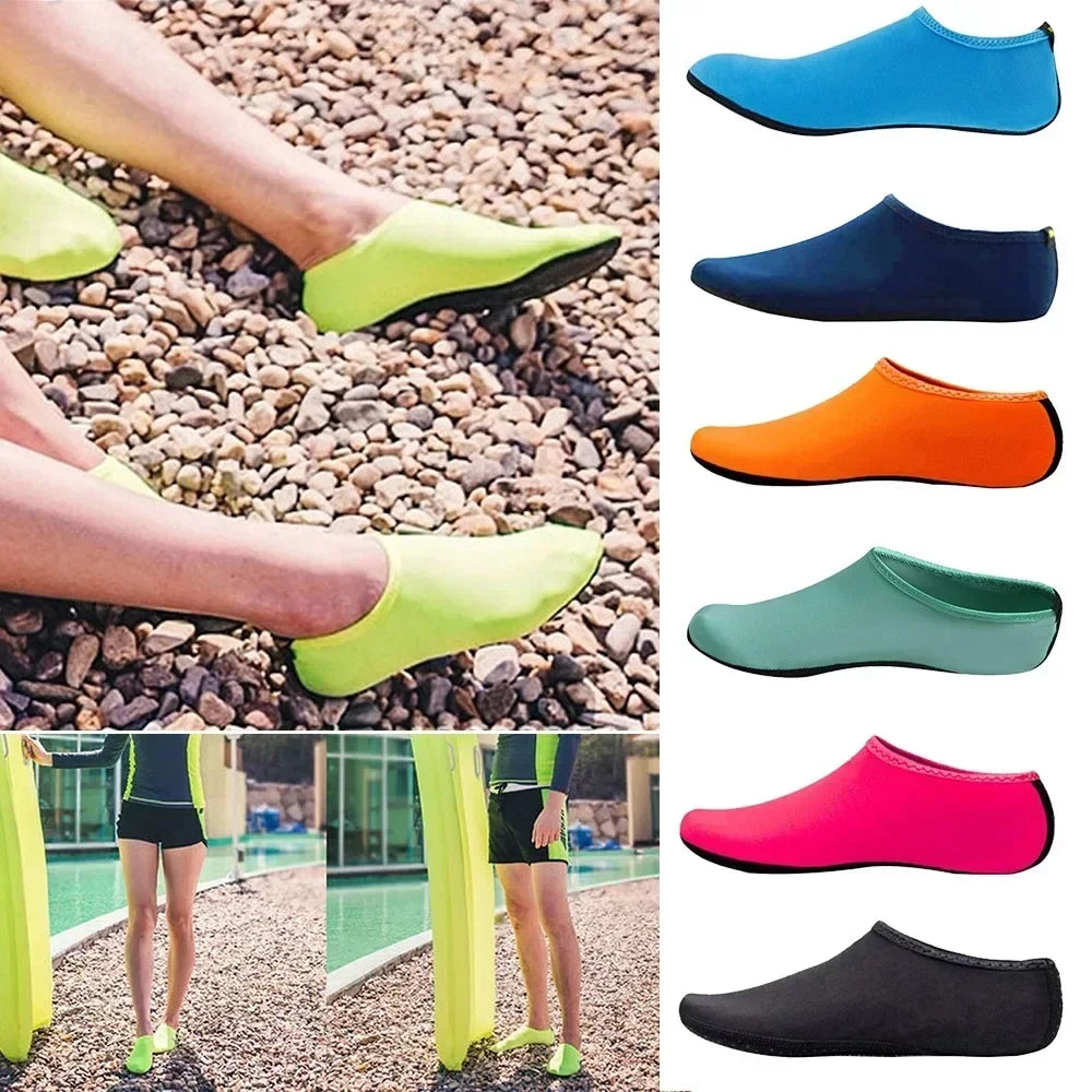 Sock-like water shoe providing barefoot feel and sensory comfort