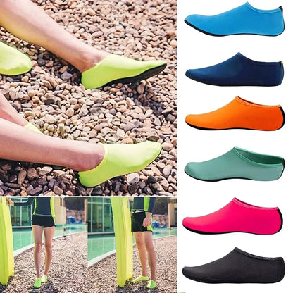 Sock-like water shoe providing barefoot feel and sensory comfort