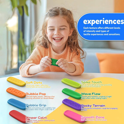 8PCS Texture Fidget Toy, Textured Elastic Sensory Strips