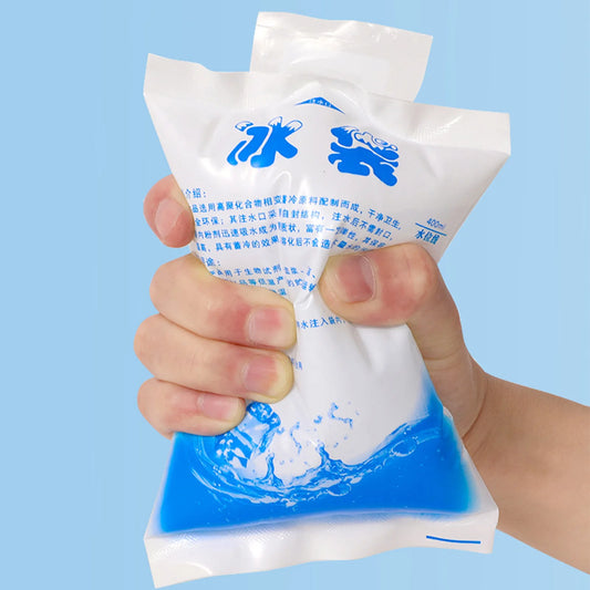 Soft reusable ice bag with twist-seal lid, designed for cold therapy and sensory-friendly pain relief