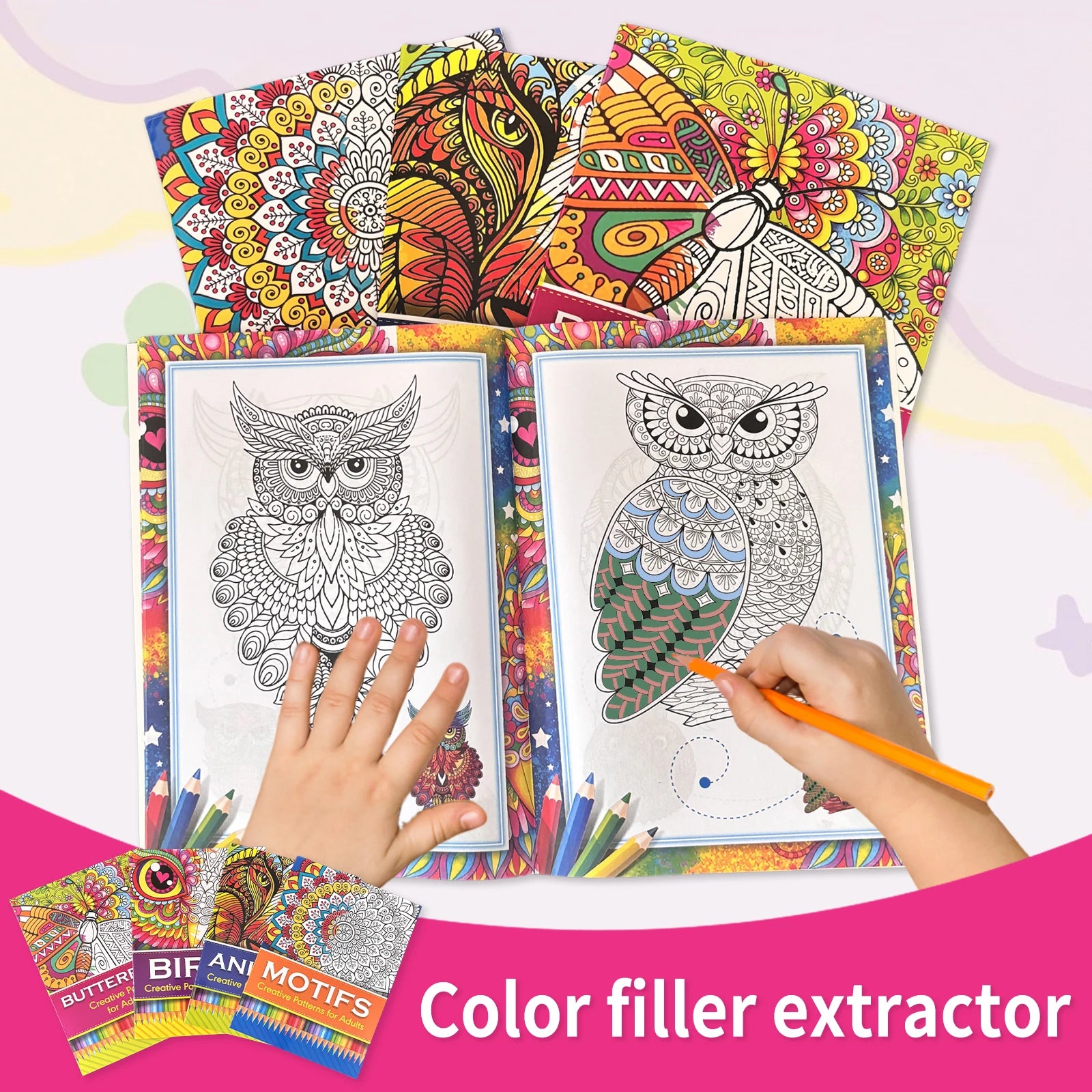 Adult colouring book featuring detailed designs for neurodivergent focus