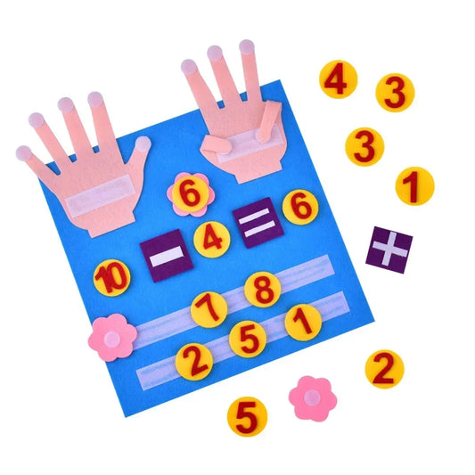 Felt board with numbers and finger counting layout for sensory maths learning