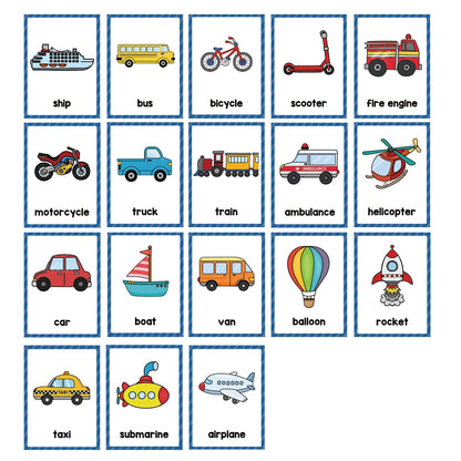 Transportation Flash Cards