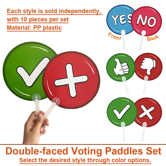10Pcs  Yes No /  True False / Thumbs Up Down Paddles