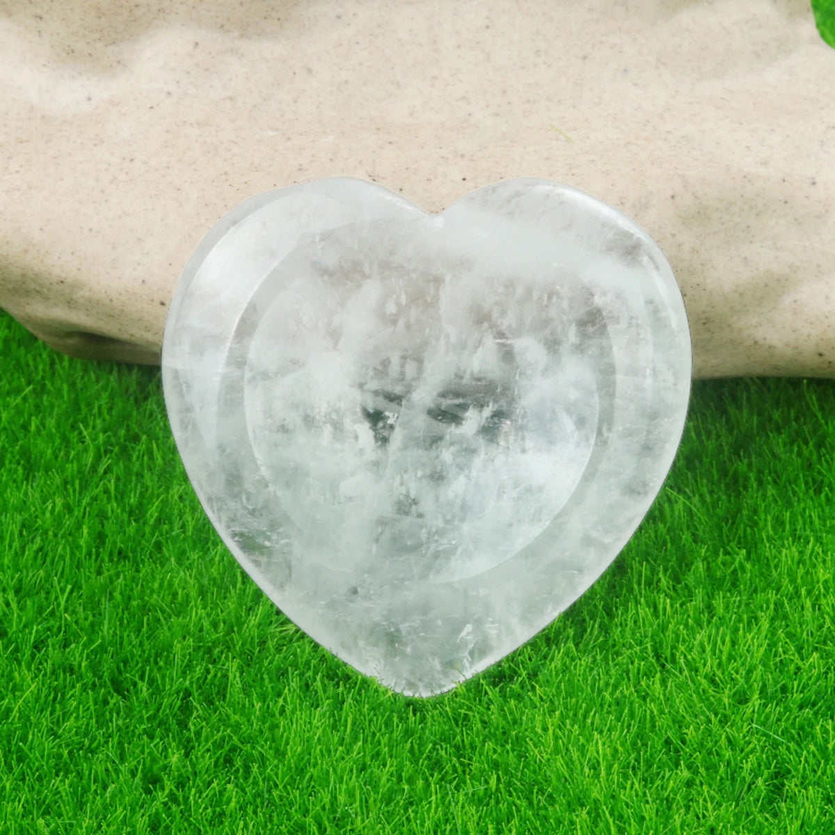 Heart Crystal Worry Stone – Polished Quartz for Stress Relief & Spiritual Grounding