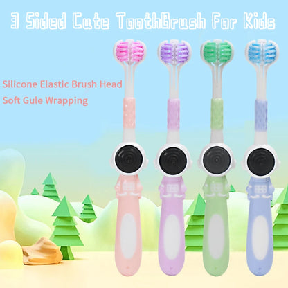 ids toothbrush with three-sided soft bristle head and colourful non-slip handle, designed for sensory-safe oral hygiene