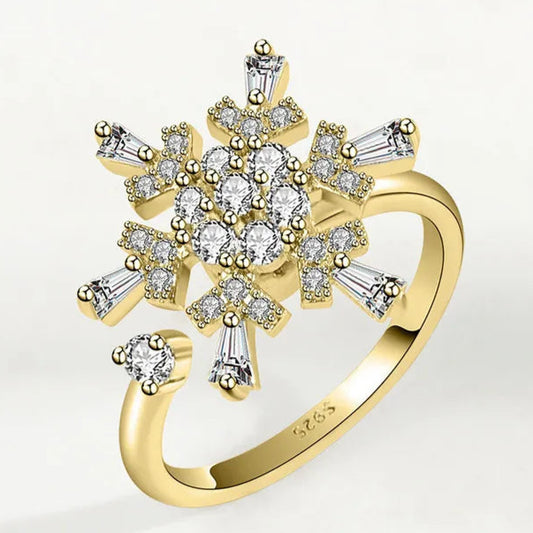 Gold Snowflake Ring Fidget Spinner