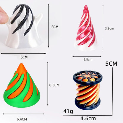Set of 3 3D Printed Spiral Cone Fidget Toy