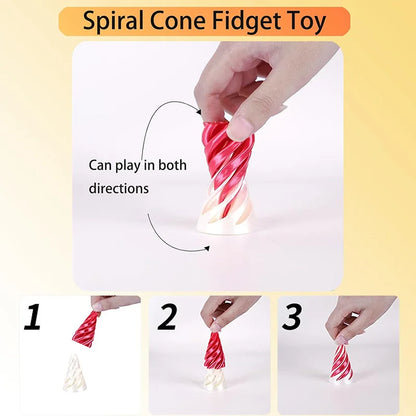 Set of 3 3D Printed Spiral Cone Fidget Toy