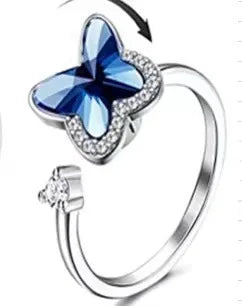 Silver & Blue Diamond  Ring Fidget Spinner