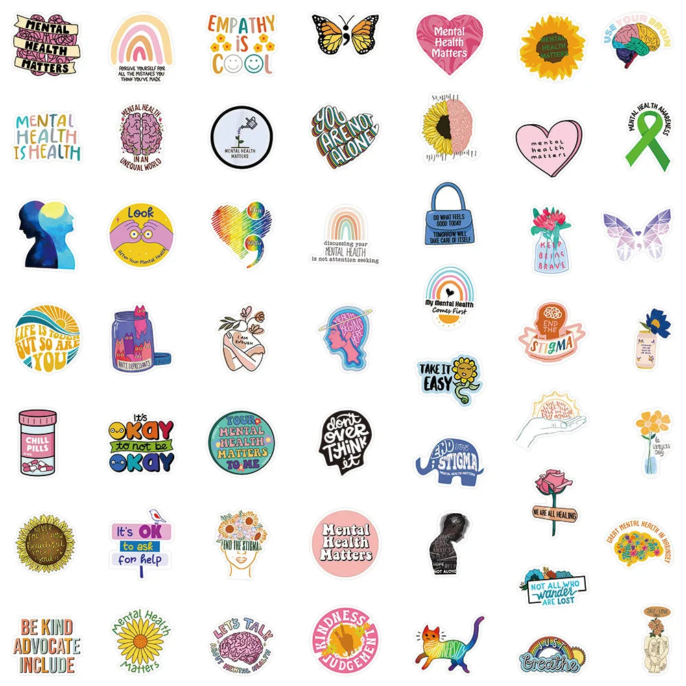 Mental Health Awareness Stickers (50pcs) – Empowering Visual Toolkit for Neurodivergent Expression