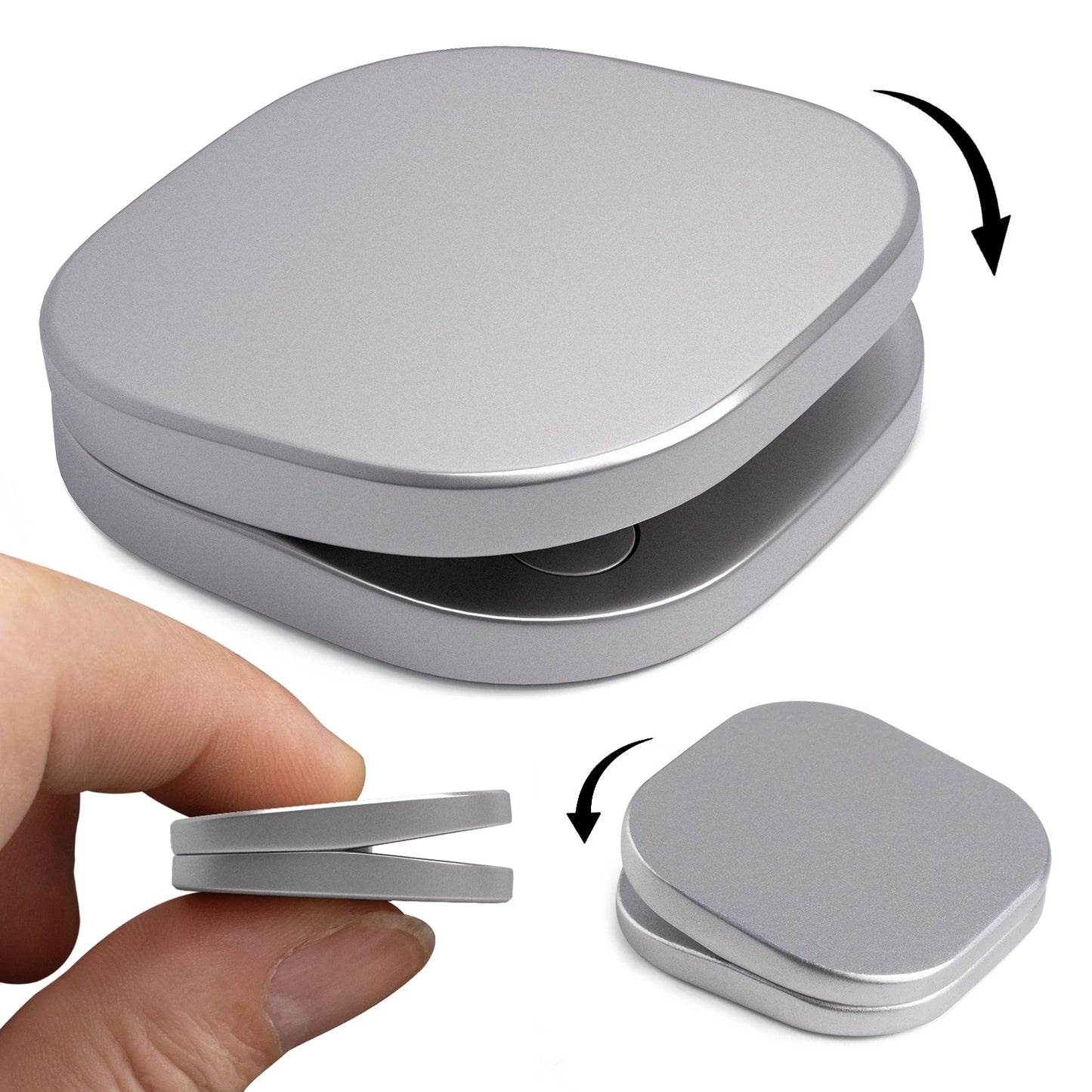 Metal stim disc with smooth sliding motion and built-in magnets for repetitive movement