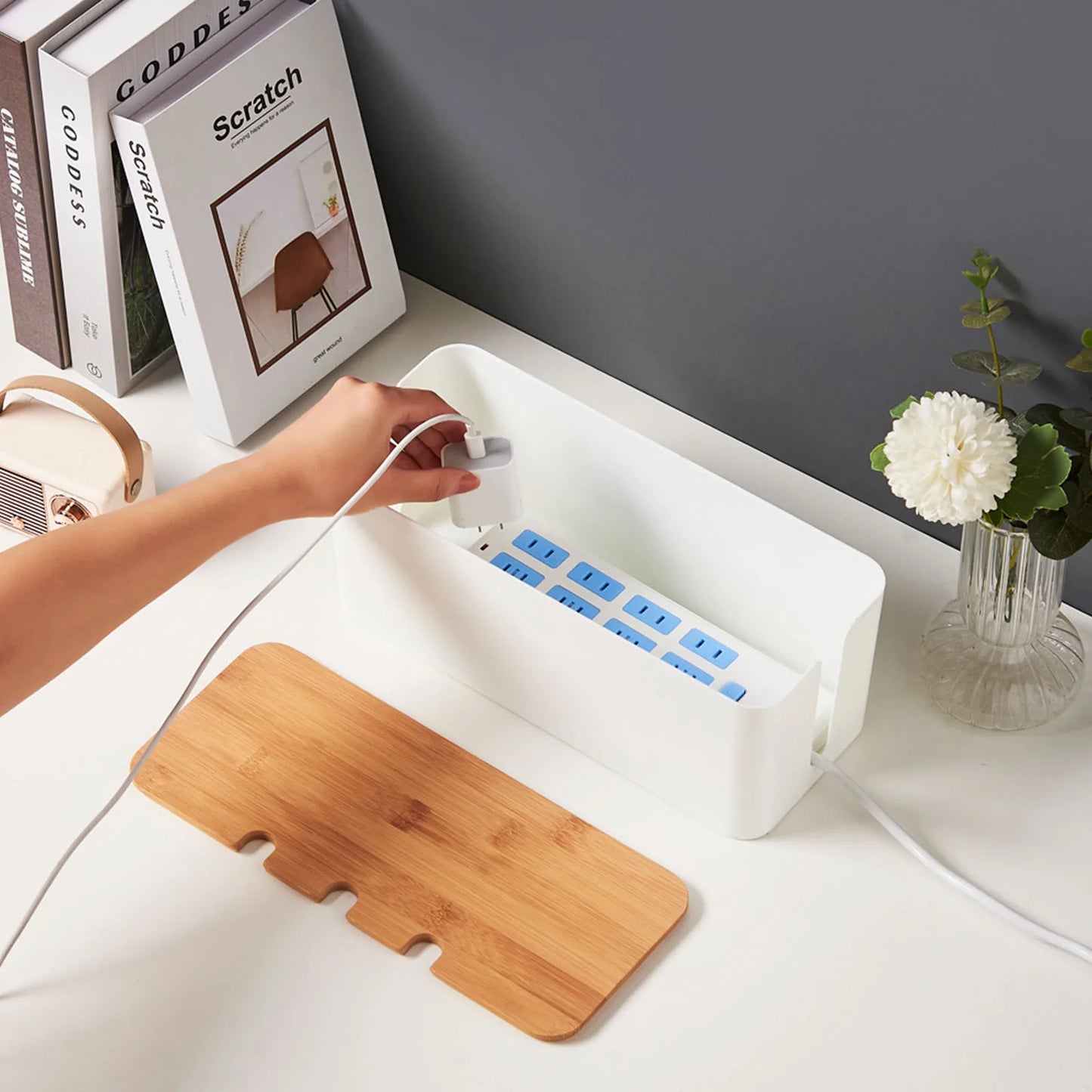 Cable Management Box- Clutter-Free Cord Storage for Calm, Organised Environments