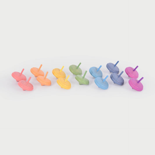 Rainbow Wooden Spinning Tops