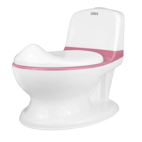 Pink SOKA® toddler potty featuring rounded edges and stable base for gentle toilet training