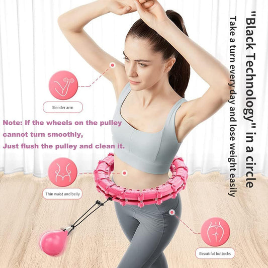 user enjoying smooth movement with adjustable pink fitness ring