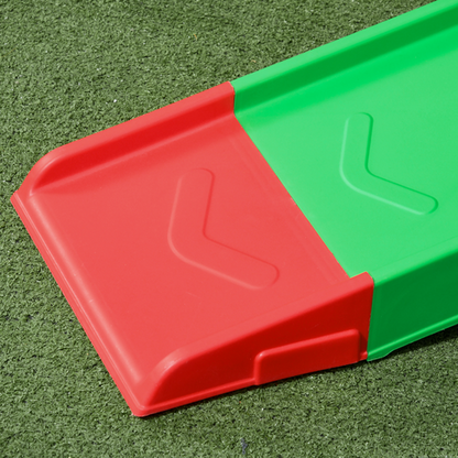 Close-up of non-slip platform and multicoloured track, promoting stability and coordination