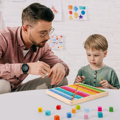 SOKA Wooden Times Table Tray – Two-Sided Maths Blocks for Multiplication