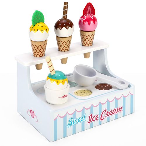 Mini ice cream shop playset with colourful cones, scoops and toppings for sensory-friendly hosting routines