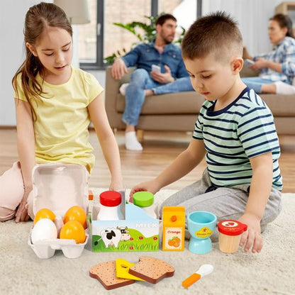 SOKA Breakfast Set – Wooden Pretend Food Kit with Magnets