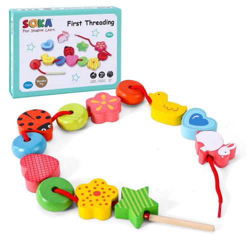 SOKA chunky threading toy with colourful shapes designed for early learning and sensory coordination