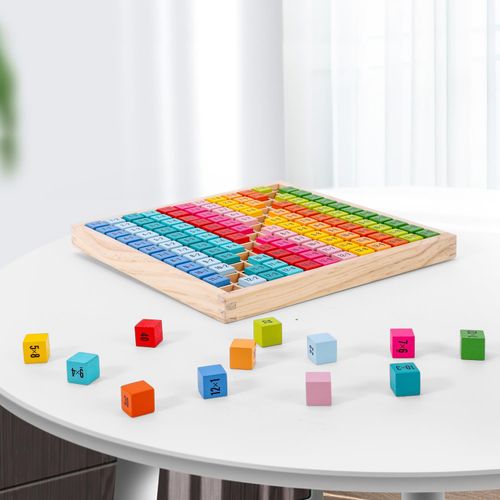 SOKA Wooden Times Table Tray – Two-Sided Maths Blocks for Multiplication
