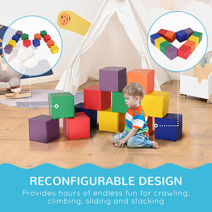 HOMCOM 12 Piece Soft Foam Activity Blocks – Sensory Building Play Set