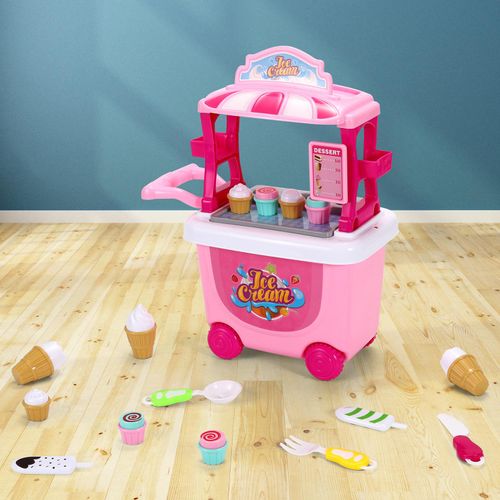 SOKA Ice Cream Trolley – 27-Piece Pretend Play Shop for Preschool Skills,