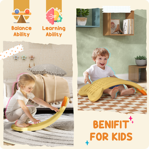 AIYAPLAY Yellow Monster Wobble Board – Dual-Sided Balance Trainer for Kids (Ages 3–6)