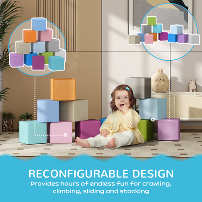 Stacked HOMCOM foam pieces shown in modular layout for early movement exploration