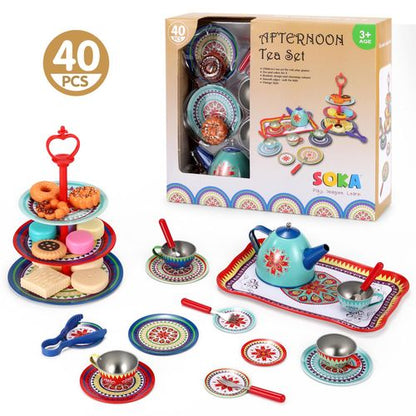 SOKA Afternoon Party Tea Set – Vintage Pretend Play Tableware for Social Skills & Imaginative Play