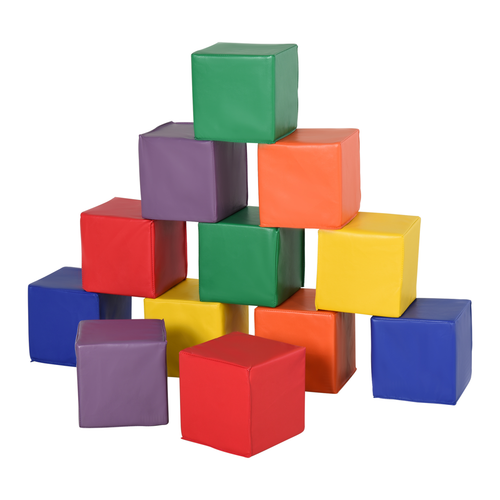 HOMCOM 12 soft foam play blocks arranged in toddler crawling zone for sensory motor play