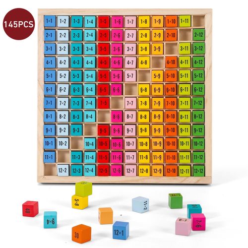SOKA Wooden Times Table Tray – Two-Sided Maths Blocks for Multiplication