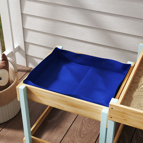 AIYAPLAY 2 PCS Wooden Sandpits, Sand and Water Play Tables with Bottom Liner