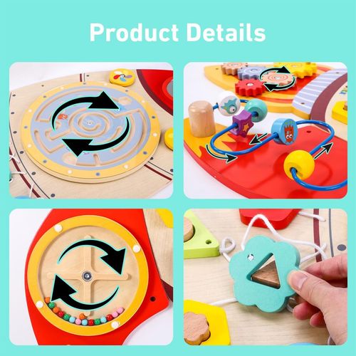 Child assembling rocket-shaped wooden toy to practise motor skills and spatial reasoning
