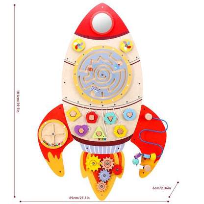 SOKA Wooden Element Rocket – Imaginative Space Playset for Motor Skills Development
