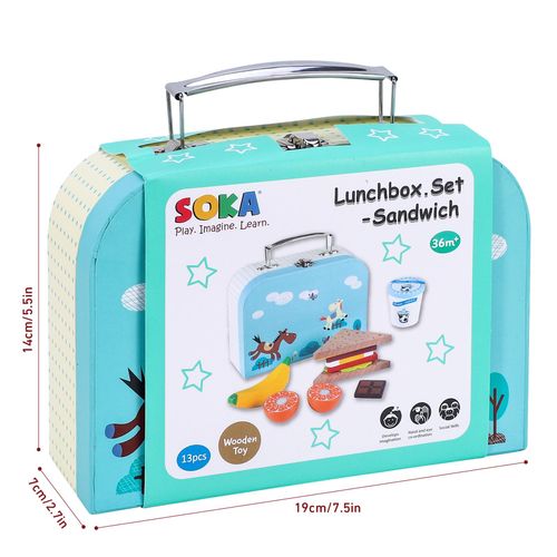 SOKA Sandwich Lunchbox Set– Wooden Pretend Food Toy in Classic Carry Case