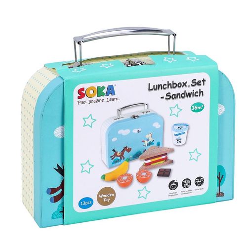 SOKA Sandwich Lunchbox Set– Wooden Pretend Food Toy in Classic Carry Case
