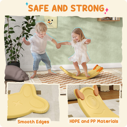 AIYAPLAY Yellow Monster Wobble Board – Dual-Sided Balance Trainer for Kids (Ages 3–6)