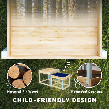 AIYAPLAY 2 PCS Wooden Sandpits, Sand and Water Play Tables with Bottom Liner