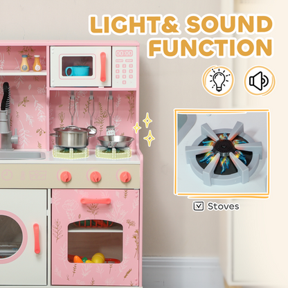 AIYAPLAY Play Kitchen Kids Kitchen Set – Pink