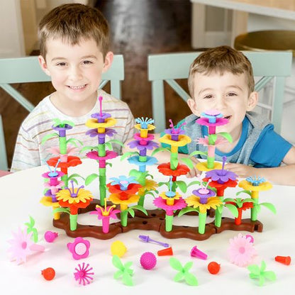 SOKA flower building set with 108 colourful stacking pieces designed for sensory-friendly design play