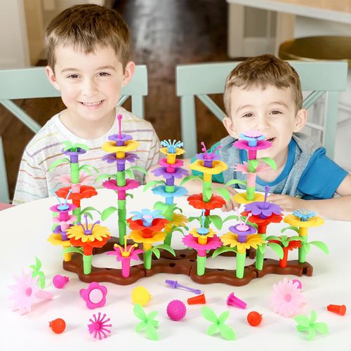 SOKA flower building set with 108 colourful stacking pieces designed for sensory-friendly design play