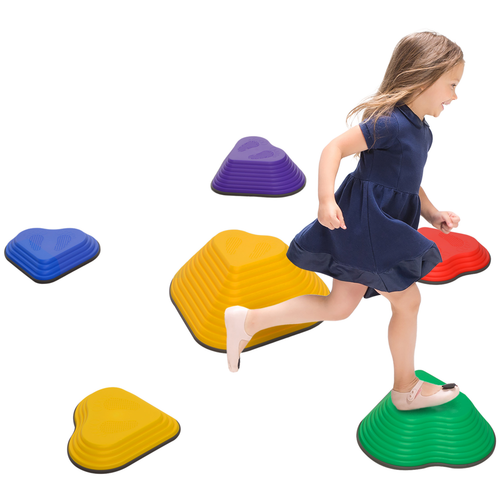 AIYAPLAY stepping stones in assorted sizes and colours with textured surfaces for sensory motor play