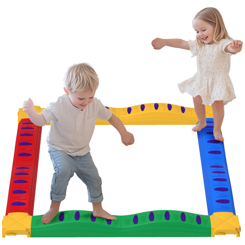 AIYAPLAY multicoloured balance beam set with straight and square boards configured for sensory movement