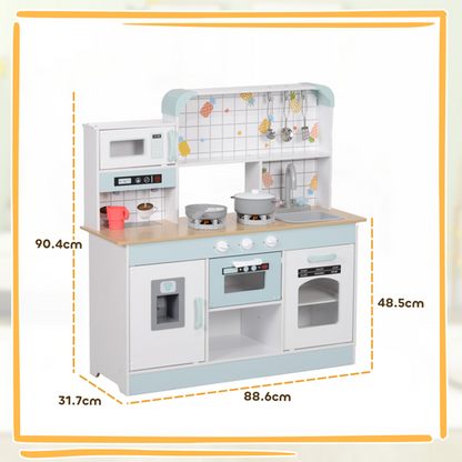 Close-up of interactive stove with sound and light features—supports imaginative role play and life skill routines.