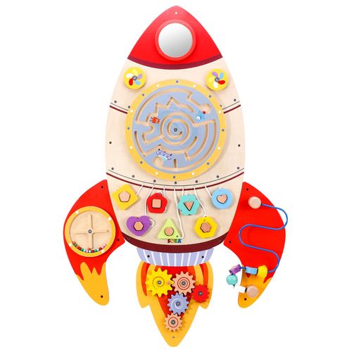 SOKA wooden rocket playset with colourful stacking components for imaginative and sensory play